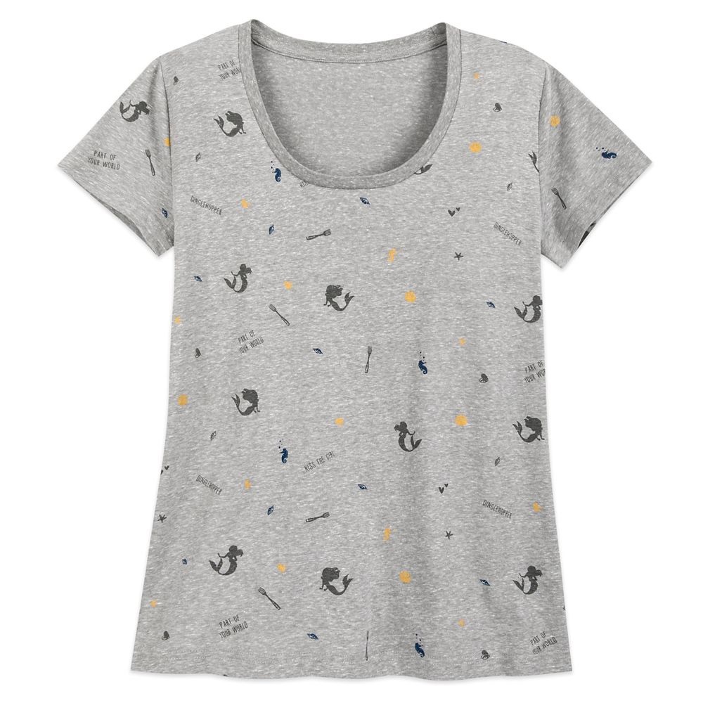Disney | The Little Mermaid / Ariel Allover Print Scoop Neck Shirt Sleeve Shirt